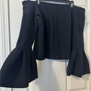 Alexis Black and Cream Ribbed Neckline Top